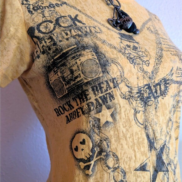 Abbey Dawn Cyber Y2k Yellow Neon Graphic Tee - Picture 3 of 6